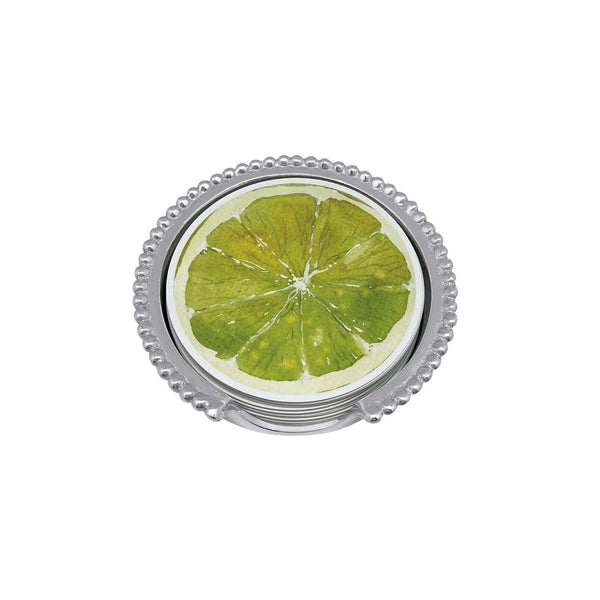 Load image into Gallery viewer, Mariposa Lemon and Lime Beaded Coaster Set
