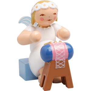 Wendt & Kuhn Marguerite Angels, Sitting, with Lacemaking Pillow Figurine