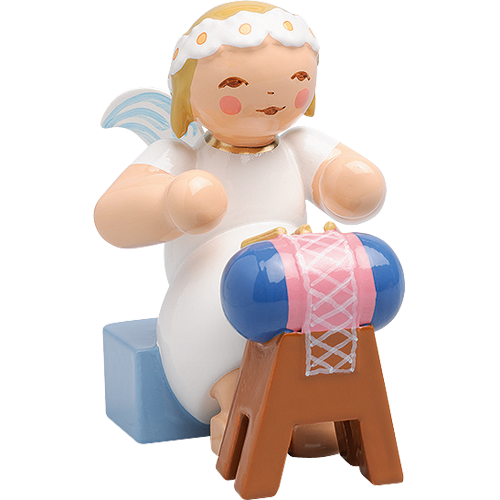 Wendt & Kuhn Marguerite Angels, Sitting, with Lacemaking Pillow Figurine