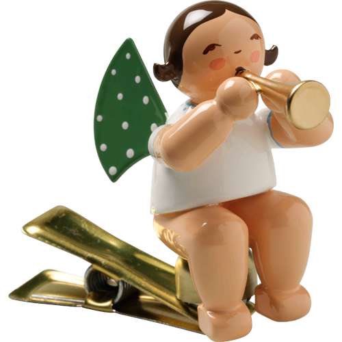 Wendt & Kuhn Angel with Small Trumpet, on Clip Figurine
