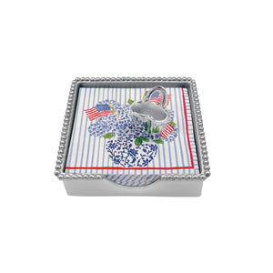 Mariposa Flags and Hydrangeas Tote (5802) Beaded Napkin Box Set