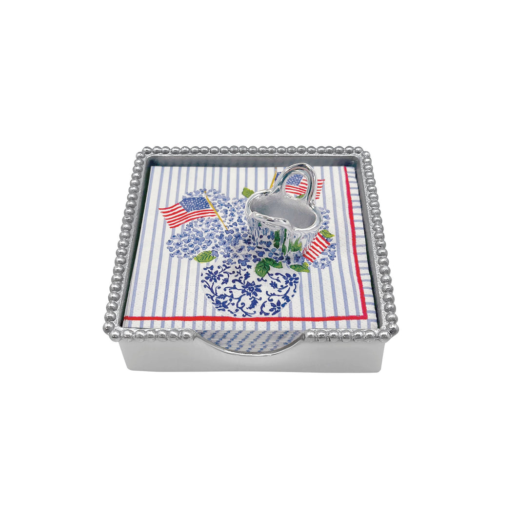 Mariposa Flags and Hydrangeas Tote (5802) Beaded Napkin Box Set