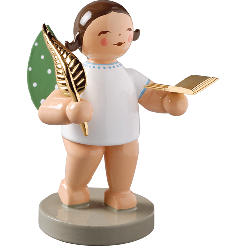 Wendt & Kuhn No. 6, Poet, Angel with Book and Quill - Gold-plated Figurine