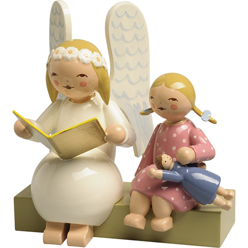 Wendt & Kuhn Marguerite Angel on Bench, with Girl Figurine