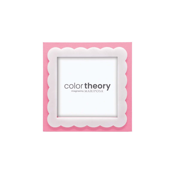 Load image into Gallery viewer, Mariposa Pink with White Scalloped Acrylic Border 4x4 Frame

