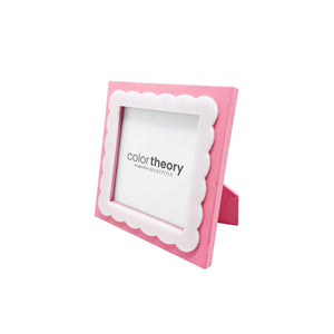 Mariposa Pink with White Scalloped Acrylic Border 4x4 Frame