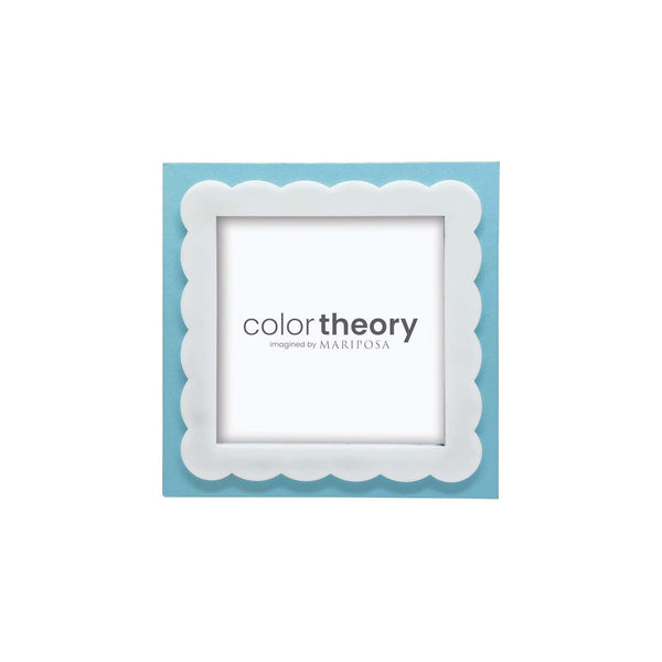 Load image into Gallery viewer, Mariposa Sky Blue with White Scalloped Acrylic Border 4x4 Frame

