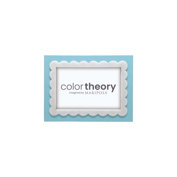 Load image into Gallery viewer, Mariposa Sky Blue with White Scalloped Acrylic Border 4x6 Frame
