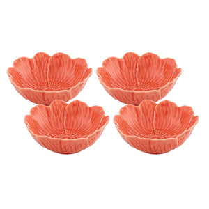 Bordallo Pinheiro Flora Salmon Large Bowl 17Cm/ 6", Set of 4