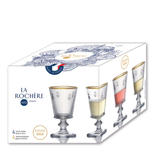 La Rochere Bee Wine Glasses Ltd Ed Gold Rim - Set of 4