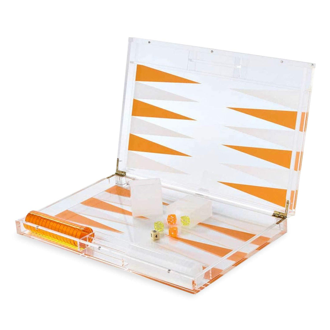 Tizo Design Acrylic Backgammon - Clear/Orange
