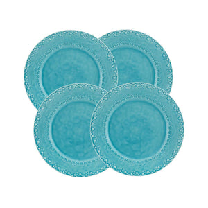 Bordallo Pinheiro Flora Blue Dinner Plate 29 Cm / 11", Set of 4