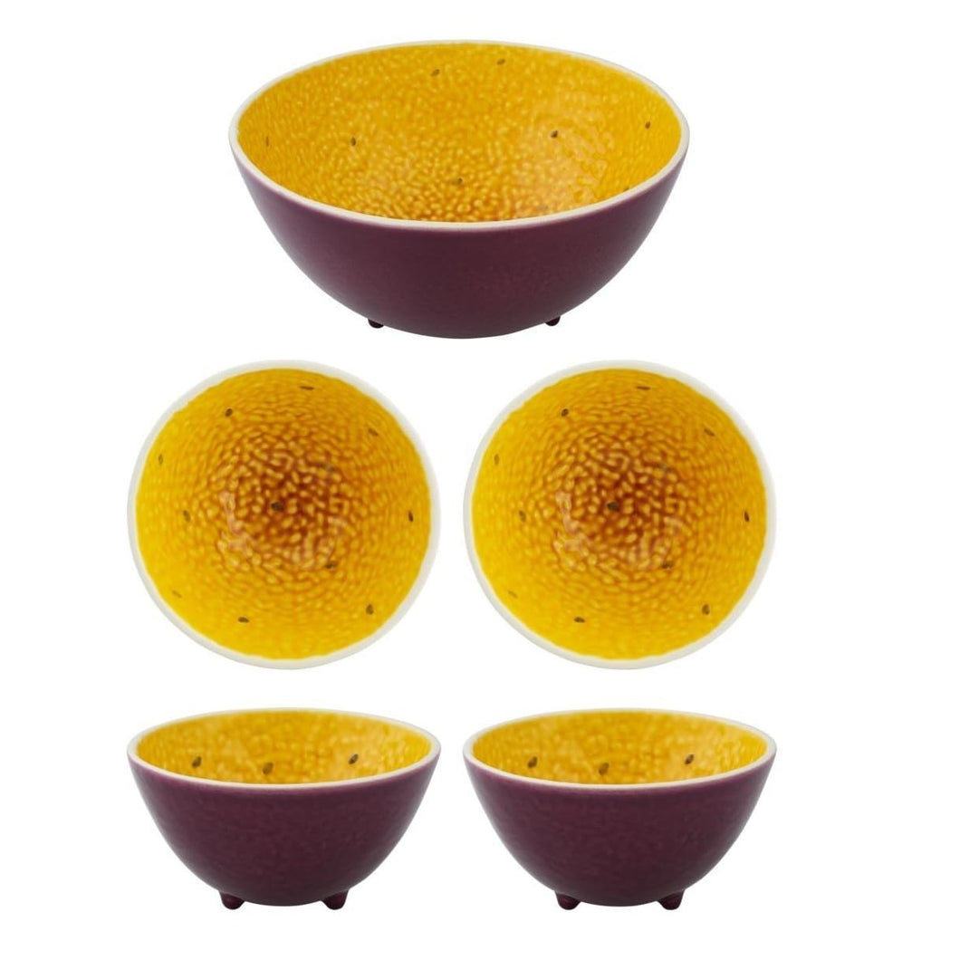 Bordallo Pinheiro Tropical Fruits 5 Pieces Salad Serving Set Passion Fruit