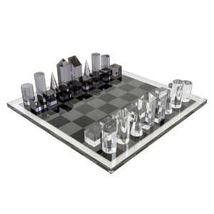Tizo Design Acrylic 17" Chess Set - Smoke & Clear