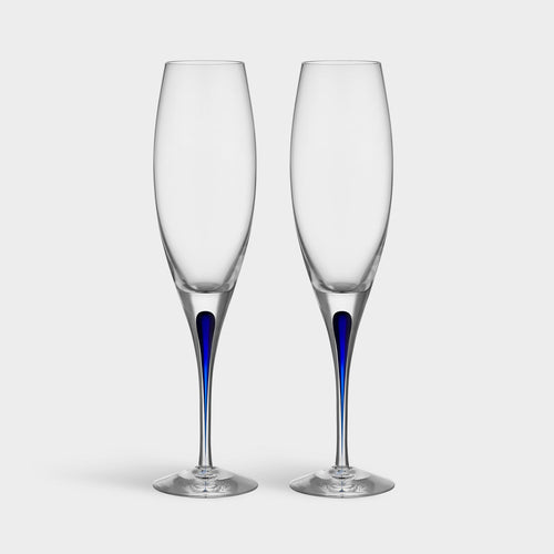 Orrefors Intermezzo Blue Champagne - Set of 2