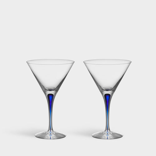 Orrefors Intermezzo Blue Martini - Set of 2