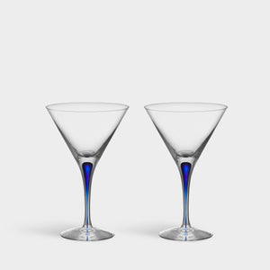 Orrefors Intermezzo Blue Martini - Set of 2