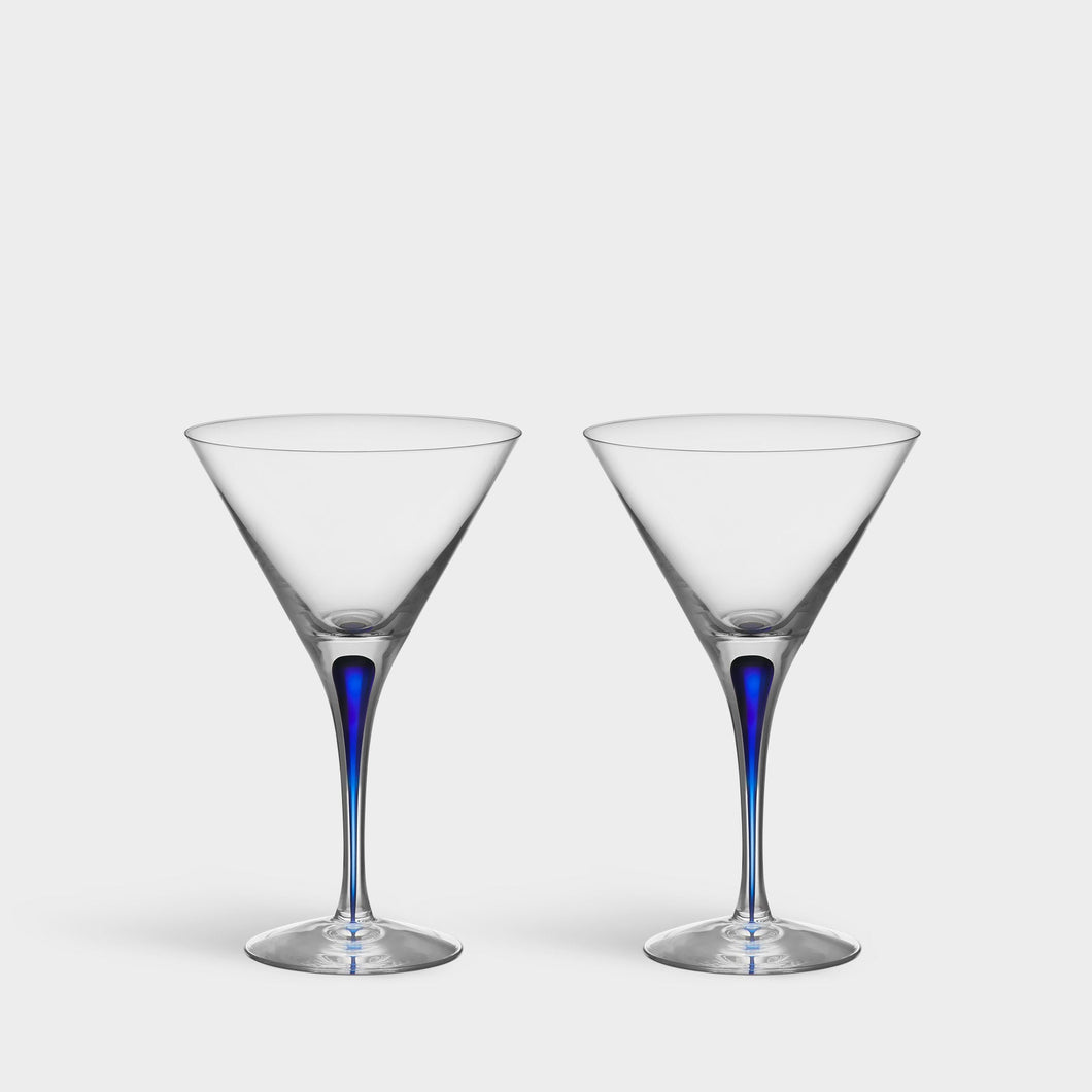 Orrefors Intermezzo Blue Martini - Set of 2
