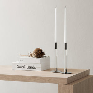 Orrefors Lumiere Candlestick Silver Medium - Set of 2