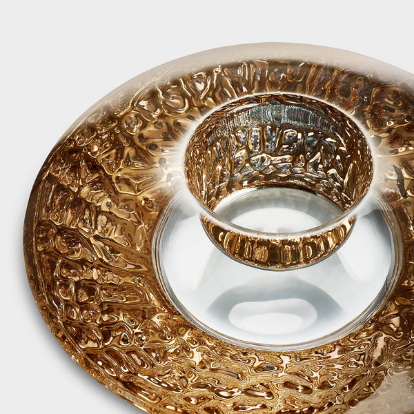 Load image into Gallery viewer, Orrefors Discus Gold Votive Large
