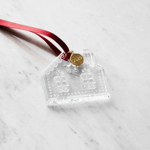 Orrefors 2025 Annual Holiday Ornament Gingerbread House - Clear