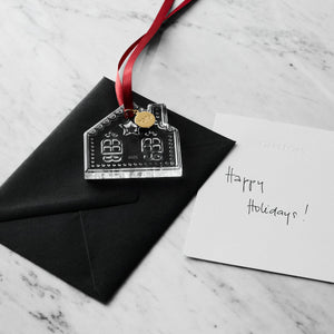 Orrefors 2025 Annual Holiday Ornament Gingerbread House - Clear