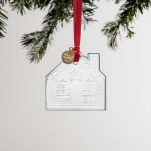 Orrefors 2025 Annual Holiday Ornament Gingerbread House - Clear