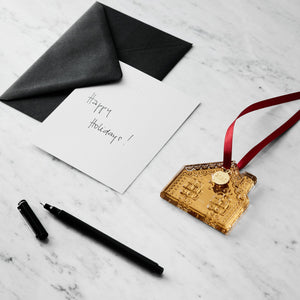 Orrefors 2025 Annual Holiday Ornament Gingerbread House - 21k Gold