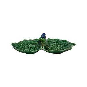 Bordallo Pinheiro Leaves Double Leaf 34 with Blue Birds