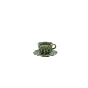 Bordallo Pinheiro Cabbage Coffee Cup And Saucer Green, Set of 4