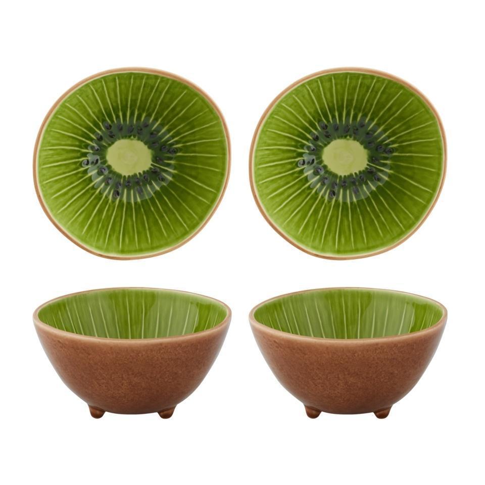 Bordallo Pinheiro Tropical Fruits Kiwi Bowl, Set of 4