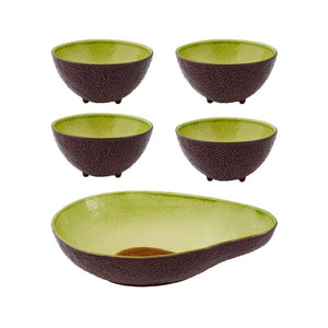 Bordallo Pinheiro Tropical Fruits 5 Pieces Salad Serving Set Avocado