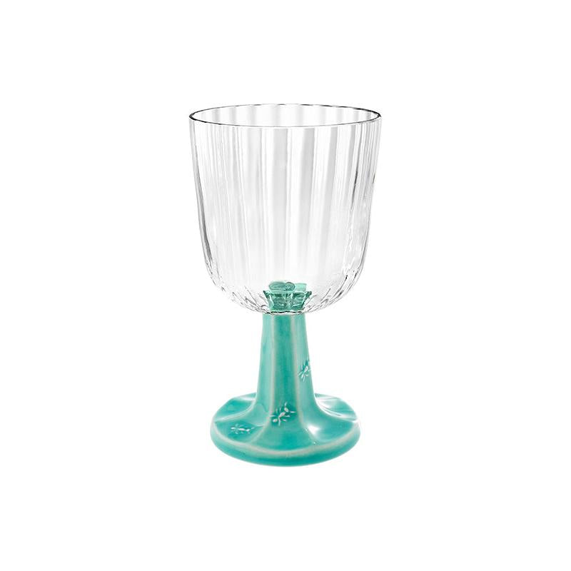 Bordallo Pinheiro Patio Goblet Aqua Green Stem, Set of 2