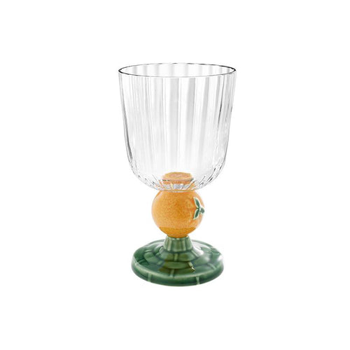 Bordallo Pinheiro Carmen Goblet Orange Stem, Set of 2