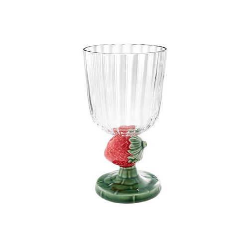 Bordallo Pinheiro Carmen Goblet Strawberries Stem, Set of 2