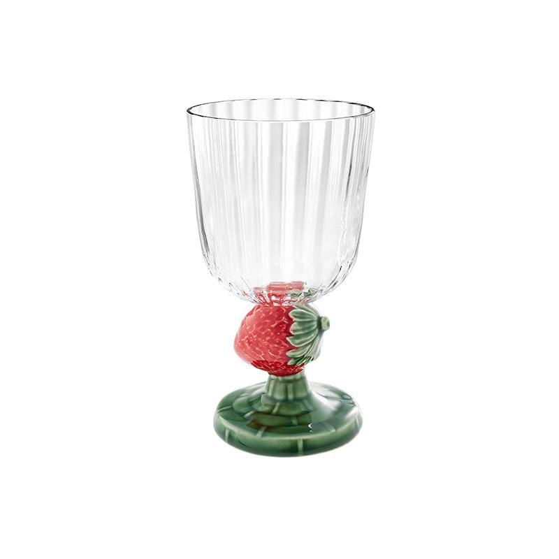 Bordallo Pinheiro Carmen Goblet Strawberries Stem, Set of 2