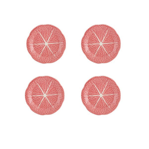 Bordallo Pinheiro Cabbage Pink Fruit Plate 7", Set of 4