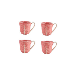Bordallo Pinheiro Cabbage Pink Mug, Set of 4