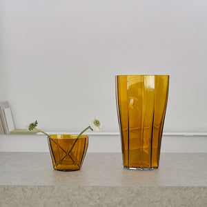 Orrefors Reed Vase Amber Low