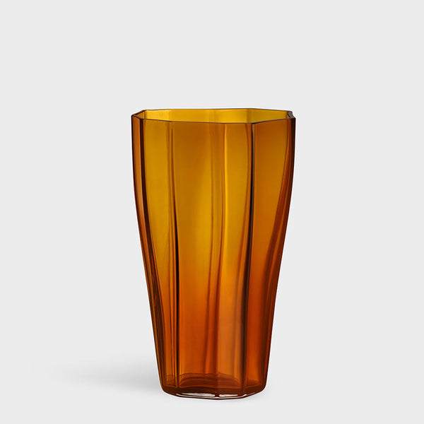 Load image into Gallery viewer, Orrefors Reed Vase Amber Medium
