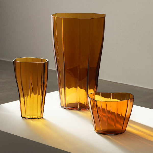 Load image into Gallery viewer, Orrefors Reed Vase Amber Medium
