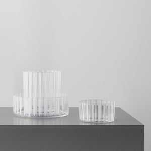 Orrefors Cut In Number Striped Vase Low