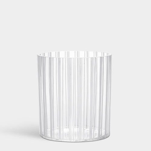 Orrefors Cut In Number Striped Vase Low