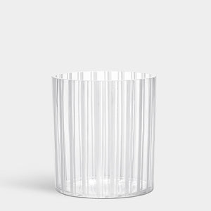 Orrefors Cut In Number Striped Vase Low
