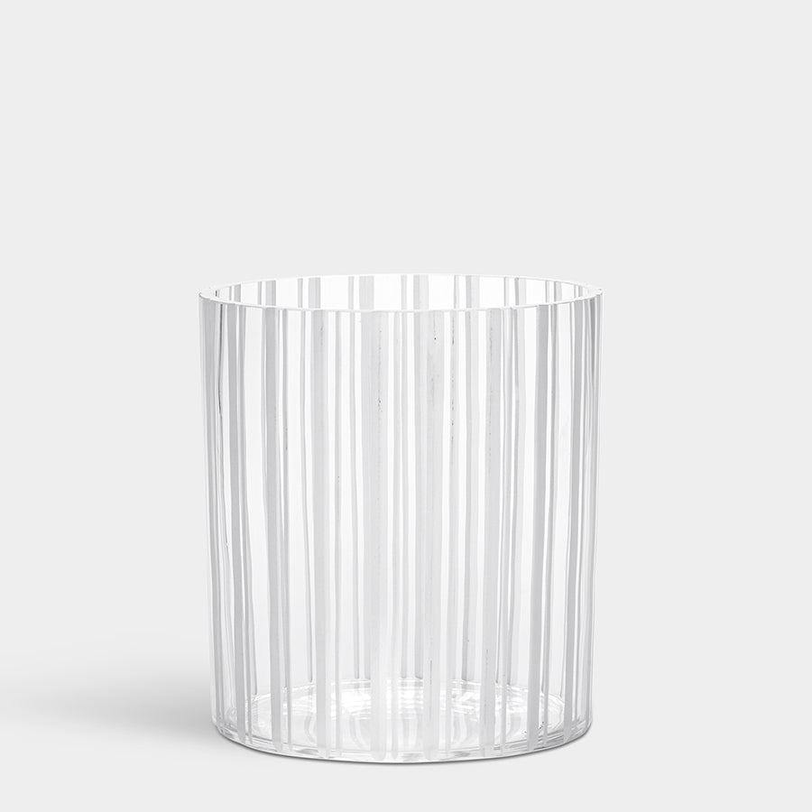 Orrefors Cut In Number Striped Vase Low