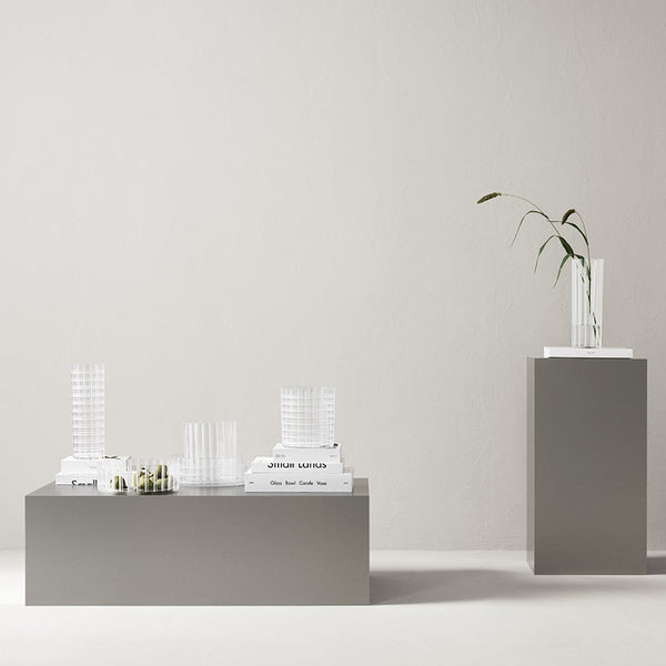 Load image into Gallery viewer, Orrefors Cut In Number Striped Vase Low
