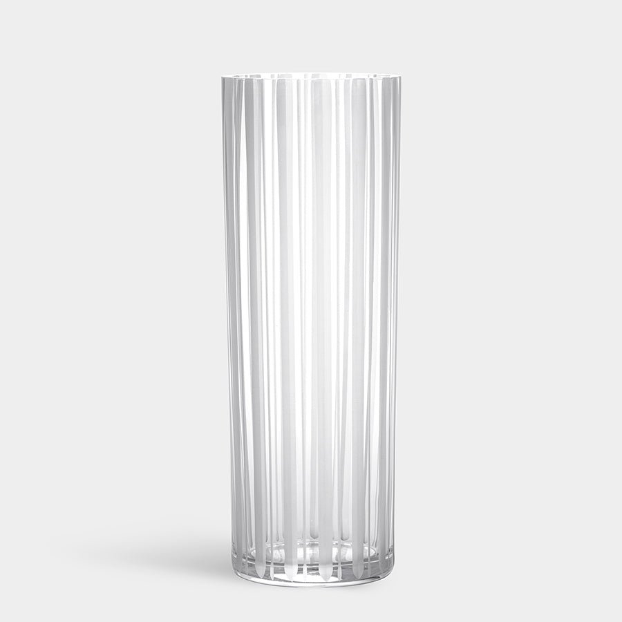 Orrefors Cut In Number Striped Vase Tall