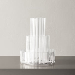 Orrefors Cut In Number Striped Vase Tall