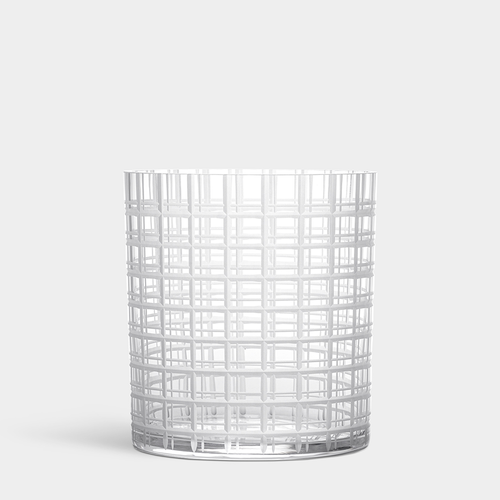 Orrefors Cut In Number Checkered Vase Low