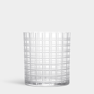 Orrefors Cut In Number Checkered Vase Low